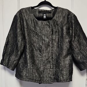 Vintage Apostrophe Crinkle Metallic Swing Jacket Womens Small